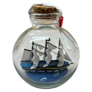 Blue Harbour Ship In A Glass Bottle Navy Blue Sailboat 