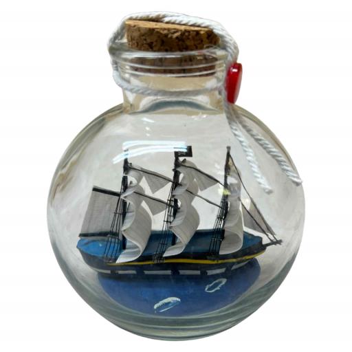 Blue Harbour Ship In A Glass Bottle Navy Blue Sailboat 