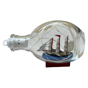 Blue Harbour Ship In A Glass Bottle With Led 