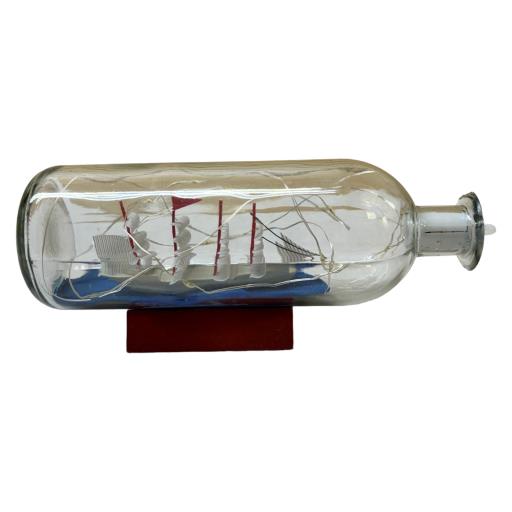 Blue Harbour Ship In A Glass Bottle With Led 