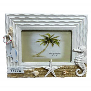 Blue Harbour Picture Frame 4X6 Sea Horse Fishes Starfish White 