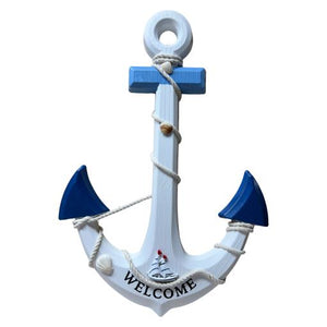 Blue Harbour Led Anchor With Rope "Welcome"Sailboat And Sea Shell Light Blue Blue White 