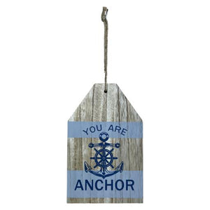 Blue Harbour Roped Serving Board With Anchor Ships' Wheel"You Are Anchor" Light Blue Brown 