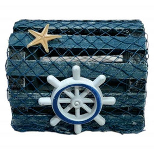 Blue Harbour Lobster Trap With Ropes Ships' Wheel Starfish And Fishing Net Brown Red 