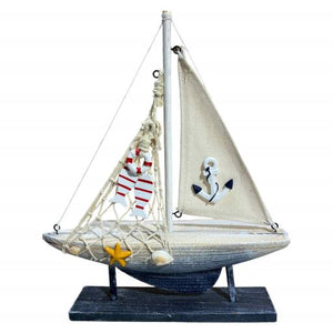 Blue Harbour Sailboat With Anchor Print Starfish And Fish Brown Navy Blue 