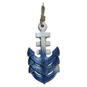 Blue Harbour Three Anchors On Rope Navy Blue Brown 