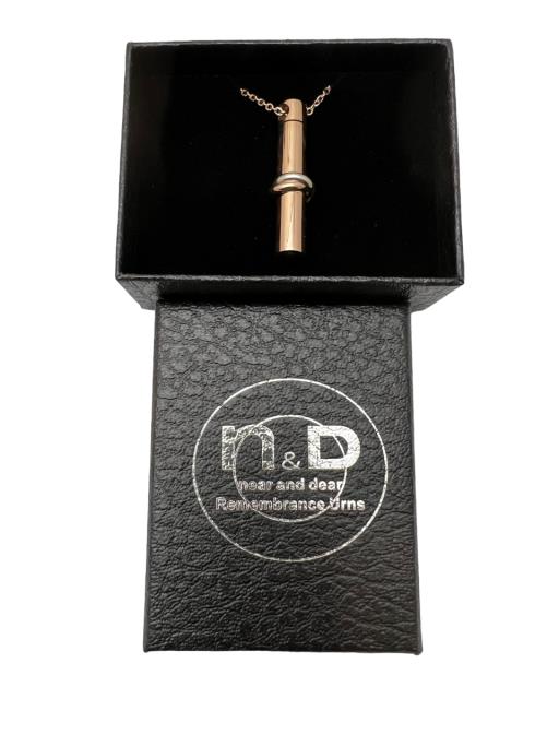 Near & Dear - Remembrance Stainless Steel Pendant Rose Gold Tube With Engraved 