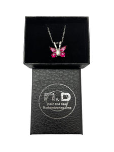 Near & Dear - Remembrance Stainless Steel Pendant Pink Butterfly Includes Stainless Steel Chain 2.2Mm X55Cm