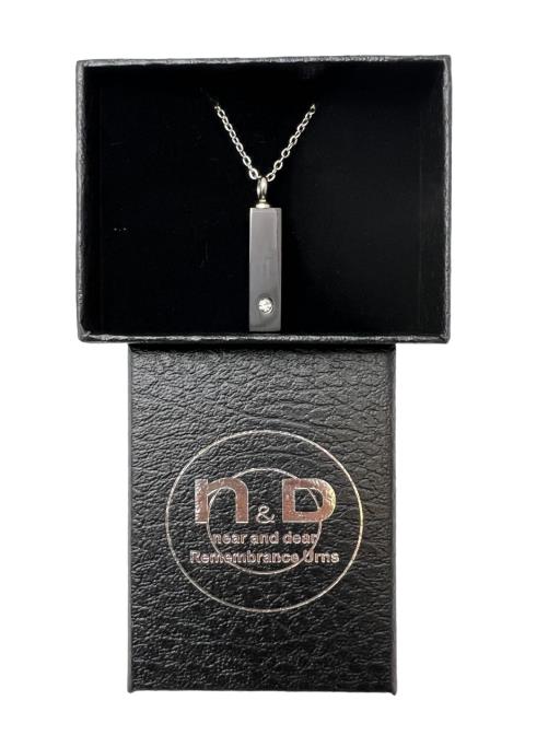 Near & Dear - Remembrance Stainless Steel Pendant Black Color Rectangle Box With Clear St Includes Stainless Steel Chain 2.2Mm X55Cm