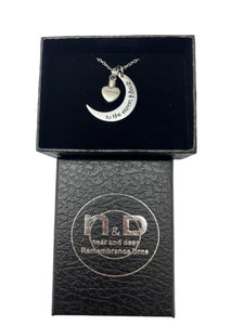 Near & Dear - Remembrance Stainless Steel Pendant Heart And Moon With Engrave "I Love You Includes Stainless Steel Chain 2.2Mm X55Cm