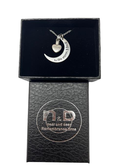 Near & Dear - Remembrance Stainless Steel Pendant Heart And Moon With Engrave 