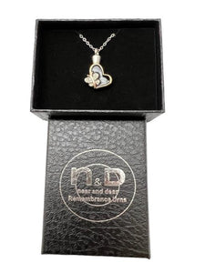 Near & Dear - Remembrance Stainless Steel Pendant Heart With Butterfly In Silver Gold B Includes Stainless Steel Chain 2.2Mm X55Cm