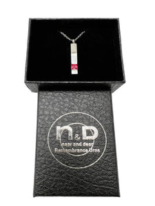 Near & Dear - Remembrance Stainless Steel Pendant Rectangle Box With Pink Stone Includes Stainless Steel Chain 2.2Mm X55Cm