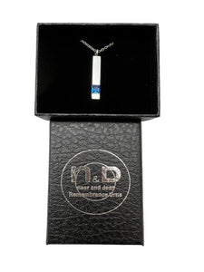 Near & Dear - Remembrance Stainless Steel Pendant Rectangle Box With Blue Stone Includes Stainless Steel Chain 2.2Mm X55Cm