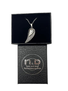 Near & Dear - Remembrance Stainless Steel Pendant Angel Wind In Black Background Includes Stainless Steel Chain 2.2Mm X55Cm