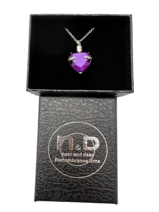 Near & Dear - Remembrance Stainless Steel Pendant Purple Glass Diamond Includes Stainless Steel Chain 2.2Mm X55Cm