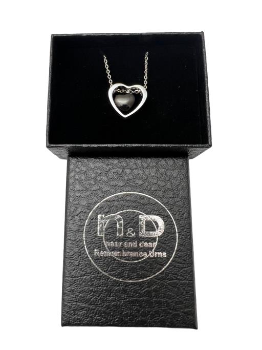 Near & Dear - Remembrance Stainless Steel Pendant Black Heart With In A Silver Heart Includes Stainless Steel Chain 2.2Mm X55Cm