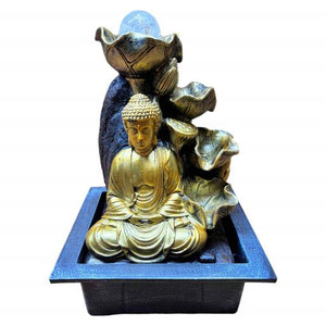 ZenN Fountain Meditating Buddha With Crystal Ball Golden