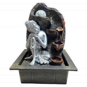 ZenN Fountain Sleeping Buddha With Crystal Ball Silver