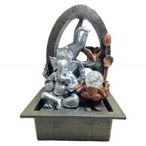 ZenN Fountain Ganesha & Buddha Hand With Crystal Ball Silver