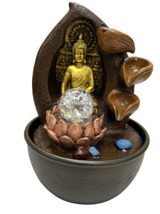 ZenN Fountain Meditating Buddha With Crystal Ball Golden