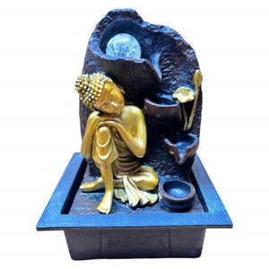 ZenN Fountain Sleeping Buddha With Crystal Ball Golden