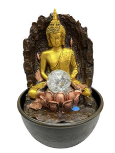 ZenN Fountain Buddha With Crystal Ball Golden