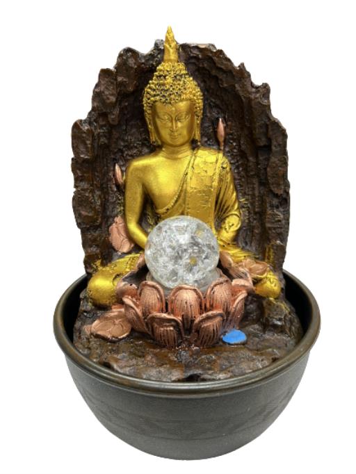 ZenN Fountain Buddha With Crystal Ball Golden