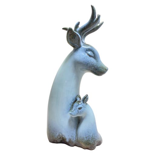 ZenN Deer And Child Green Light Blue With Grey Shading