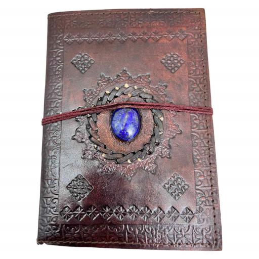 ZenN Designed Handmade Leather Journal With Lapis Stone & Cotton String Dark Brown