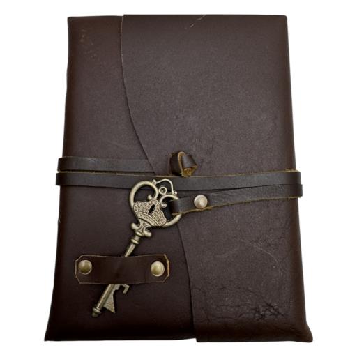 Zenn Deckle Meraf Antique Handmade Leather Journal With Vintage Paper & Key String Yellow Hand Made Paper Vintage Brown