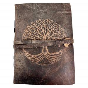 ZenN Natural Round Tree Of Life Handmade Leather Journal With Leather String Rustic Brown