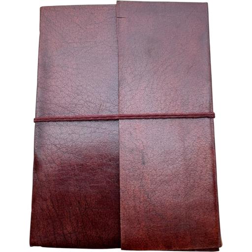 Zenn Plain Natural Leather Journal With Cotton String Ivory White Hand Made Paper Dark Brown