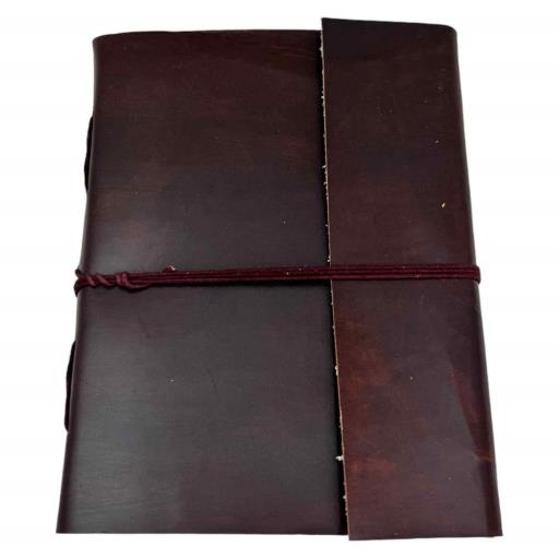 Zenn Plain Natural Leather Journal With Cotton String Ivory White Hand Made Paper Dark Brown