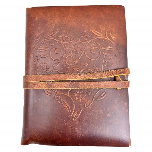 ZenN Heart Deckle Handmade Buff Leather Journal With Vintage Paper Vintage Brown