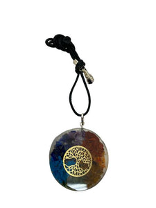 ZenN- Crystal & Gemstone Seven Chakra Stone Orgonite Pendant With Tree Of Life Blue Purple Red Orange Yellow Green Light Blue