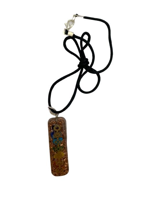 ZenN- Crystal & Gemstone Seven Chakra Orgonite Pendant With Copper Dust Purple Blue Light Blue Green Yellow Orange Red