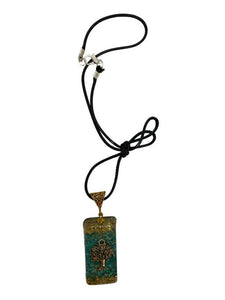 ZenN- Crystal & Gemstone Aquamarine Orgonite Pendant With Tree Of Life Turquoise  Gold