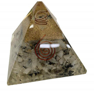 ZenN- Crystal & Gemstone White Rainbow Moon Orgonite Pyramid White Gold