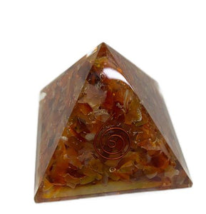 ZenN- Crystal & Gemstone Red Carnelian Pyramid Orgonite Pyramid Red Orange