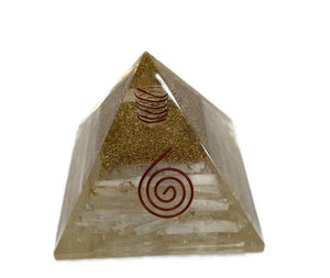 ZenN- Crystal & Gemstone Selenite Stone Orgonite Pyramid White Gold