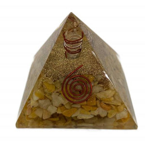 ZenN- Crystal & Gemstone Yellow Aventurine Orgonite Pyramid Yellow Gold