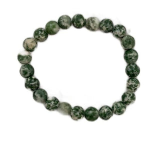 ZenN- Crystal & Gemstone Tree Agate (Green Spotted Jasper) Bracelet Associated With Heart Chakra And Strengthens Immune System 8Mm Box Packaging