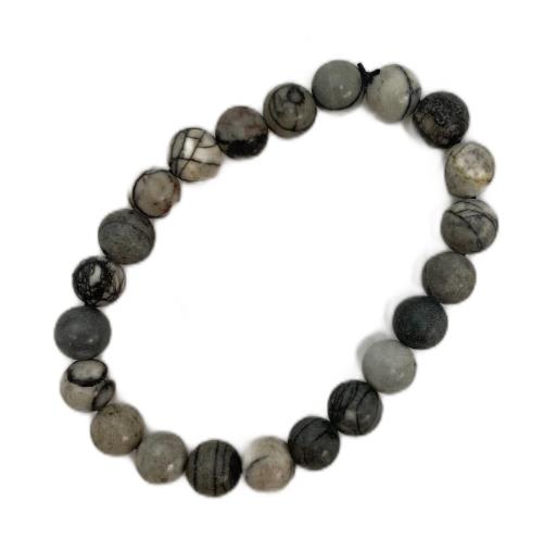 ZenN- Crystal & Gemstone Black Web Jasper Stone Bracelet Brings Strong Sense Of Security Courage And Determination 8Mm Box Packaging