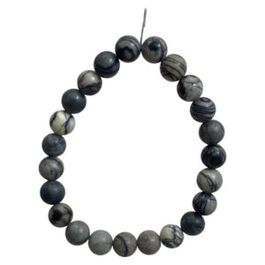 ZenN- Crystal & Gemstone Black Zebra Jasper Stone Bracelet Brings Strong Sense Of Security Courage And Determination 8Mm New Hang Tag Packaging