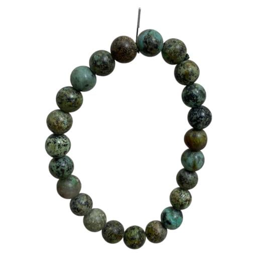 ZenN- Crystal & Gemstone African Turquoise Stone Bracelet Is Used For Healing Communication & Strengthening Friendships 8Mm New Hang Tag Packaging