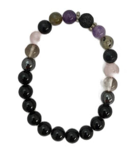 ZenN- Crystal & Gemstone Empath Protection Bracelet Black Tourmaline Labradorite Ameth 