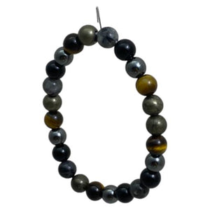 ZenN- Crystal & Gemstone Multi Protection Bracelet: Pyrite Onyx Tigers Eye Hematite Labradorite Shield Against Bad Energies & Promote Wellbeing 8Mm New Hang Tag Packaging