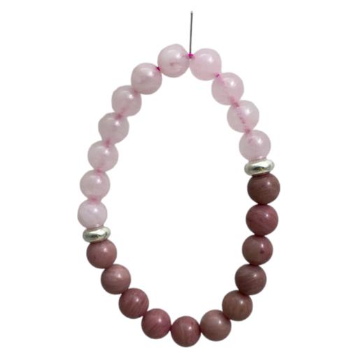 ZenN- Crystal & Gemstone Rose Quartz & Rhodonite Stone Bracelet Encourages Mindfulness Boosts Confidence Heals Heart Chakra & Depression 8Mm New Hang Tag Packaging