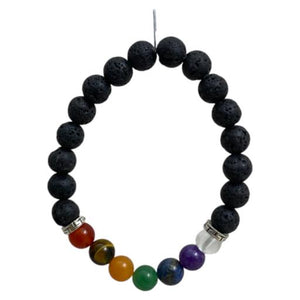 ZenN- Crystal & Gemstone Chakra Stones With Lava Stone Bracelet Awakens Energy Centers Of The Body & Improves Flow Of Energy 8Mm New Hang Tag Packaging